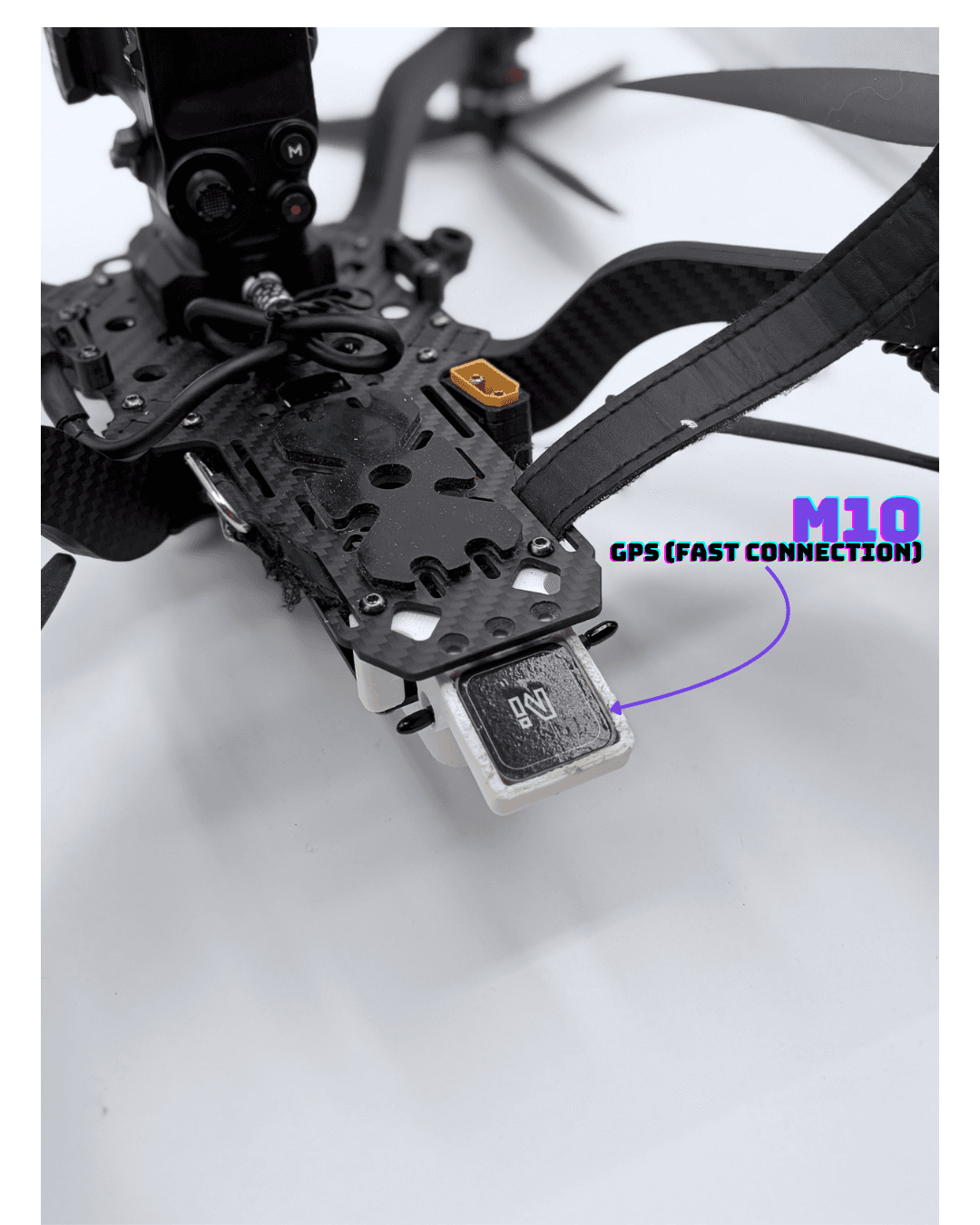 M10 GPS module with fast-connect mount on underside of frame